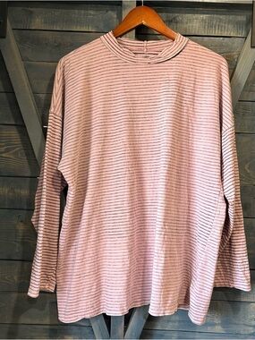 Free People We The Free Pink Striped Long Sleeve Top Size Medium